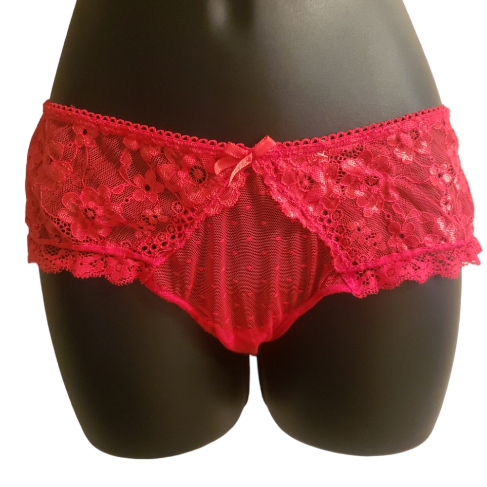 New Secret Treasures Intimates Red Floral Lace Seethru Panties